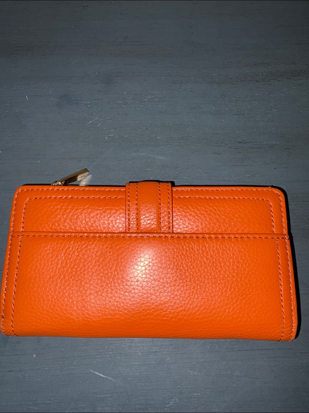 Michael Kors Charlton Orange Leather Wallet Gold Buckle Push-Lock Latch EUC - Picture 6 of 14